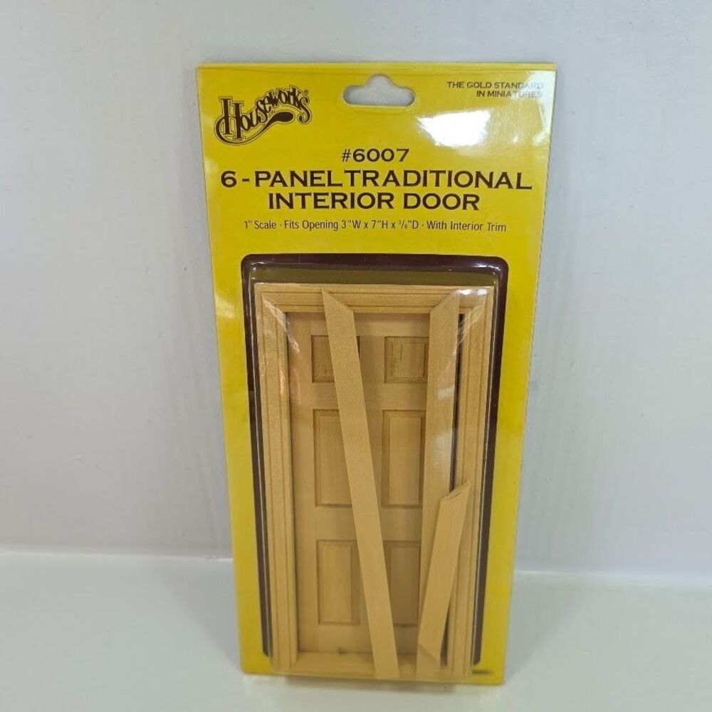 Dollhouse Miniature Classic 6 Panel interior Door 3"x7" Houseworks #6007 1:12